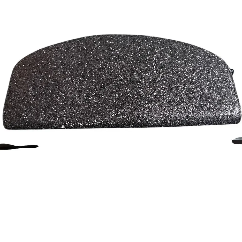 A New Day Zip Closure Black Glitter Evening Crescent Clutch Glam Bag